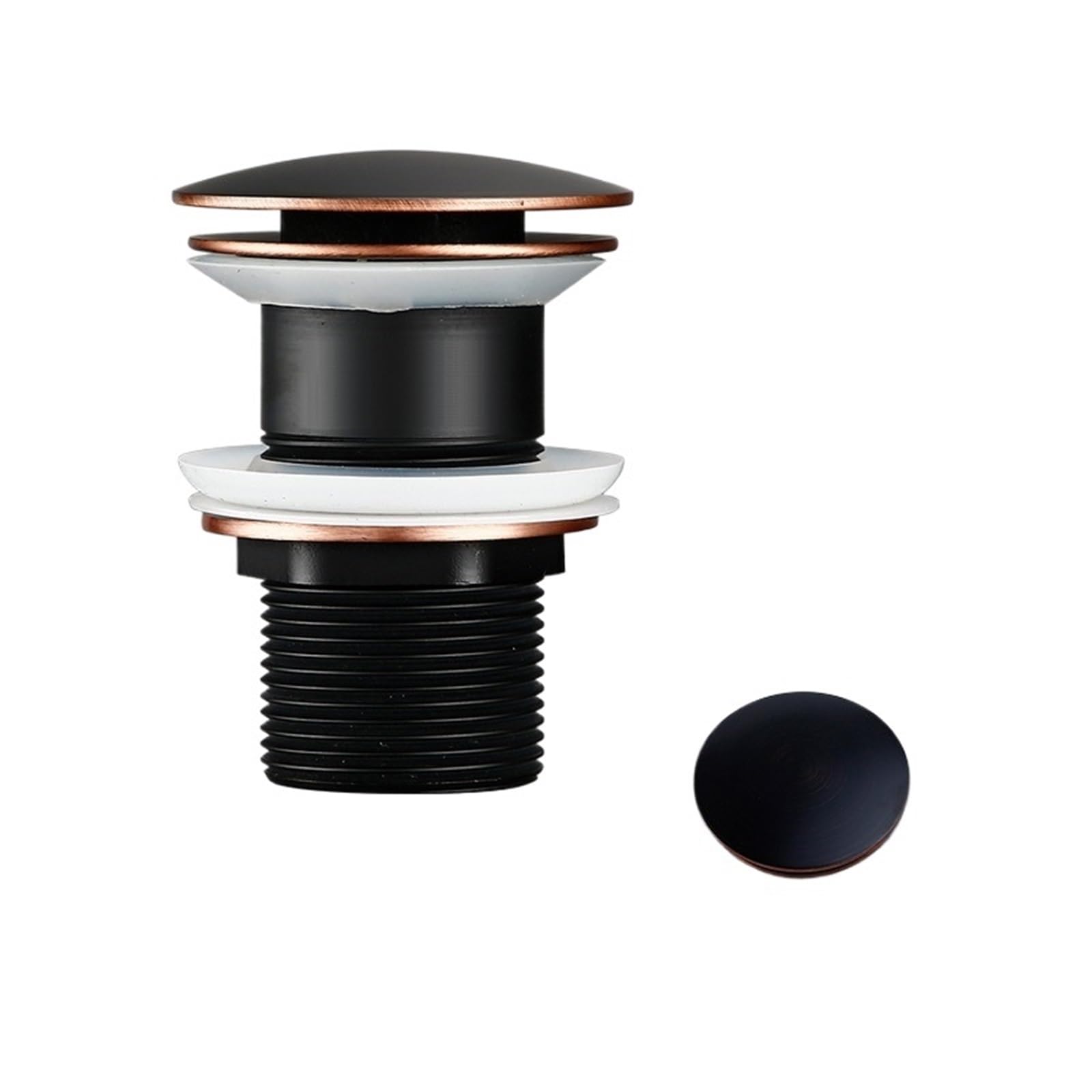 Valvula Click Clack Lavabo Fregadero de Lavabo baño, tapón residuos Drenaje emergente, Accesorios for grifos, Material latón Macizo, Negro, Cromo, Rosa, Oro Pulido(Orb-2)