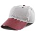The Hat Depot Pigment Dyed Two Tone Low Profile Six Panel Plain Cap (Grey Burgundy)