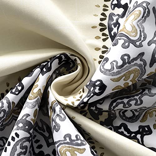 Driftaway Emma Medallion Pattern Lined Thermal Insulated Energy Saving Window Curtain Valance For Living Room 2 Layers Rod Pocket 52 Inch By 18 Inch Plus 2 Inch Header Gray #TOP4