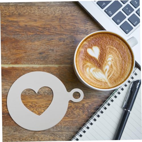 TOPPERFUN Reusable Heart Shaped Coffee Decorating Stencils Stainless Steel Food Grade Latte Art Templates for Cocoa Sprinkling Cappuccino Cake Cupcake Baking - Thumbnail 2