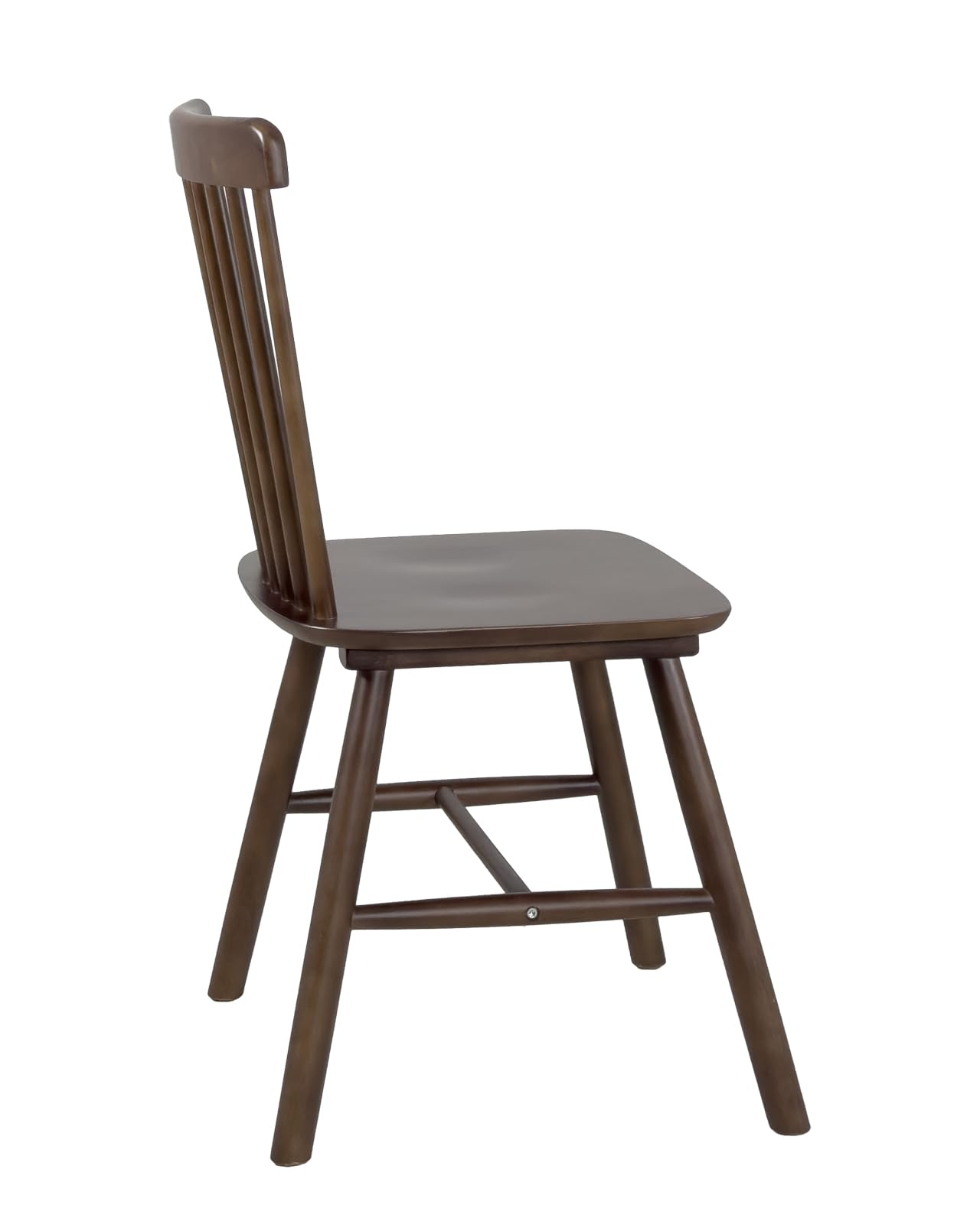 KAYELLES Lot de 2 Chaises à Barreaux Style Windsor Bistrot Vintage en Bois Massif d’Hévéa Mona Teinte Noyer