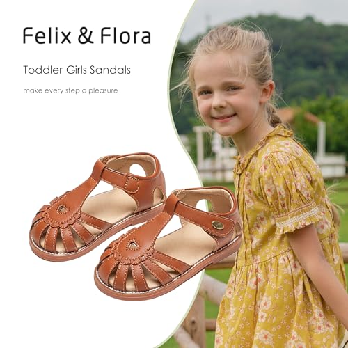 Image of Felix & Flora Toddler Girls Sandals Flower Girl Shoes Soft Rubber Princess Flat Shoes