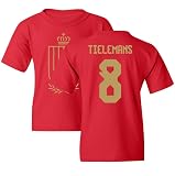 Belgium Soccer Cup Fan - Tielemans 8 Jersey Style Youth Unisex T-Shirt (Red, Youth Small)