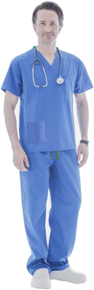 Head2Toe - Unisex V-Neck Reversible 2 Pocket Scrub Top & 1 Pocket Drawstring Pant Classic Medical Uniform Scrubs Set Ceil Blue (med) : Clothing, Shoes & Jewelry