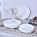 AntoKueh White Salad Plates Set of 6, 8.3 Inch Fine Bone China Small Dishes with Shallow Edge for Dessert, Appetizer, Steak, Dishwasher/Microwave safe