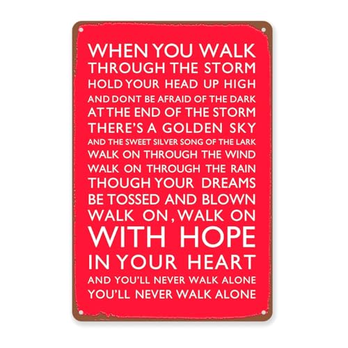 ACOLY FC Chant \You'll Never Walk Alone\ Blechschild – Vintage-Metall-Wandkunst für Fußballfans, Dekoration
