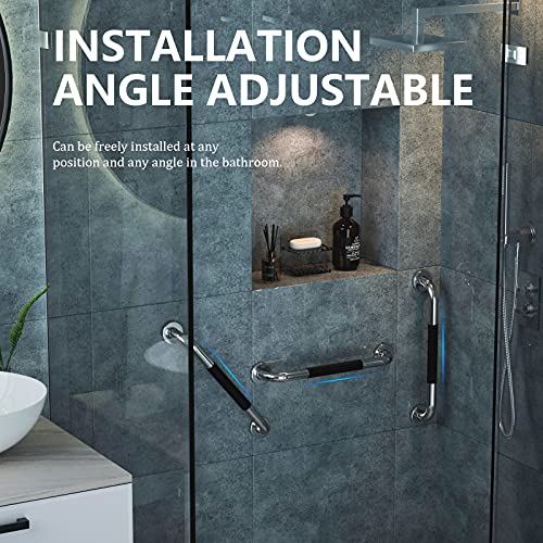 16 Inch Shower Grab Bar W/Anti Slip Rubber Grip, Zuext Sus304 Stainless Steel Bath Grab Bar,Bathroom Balance Bar,Wall Mount Safety Handrail Support,Handicap Injury Elderly Senior Assist Handle #TOP4