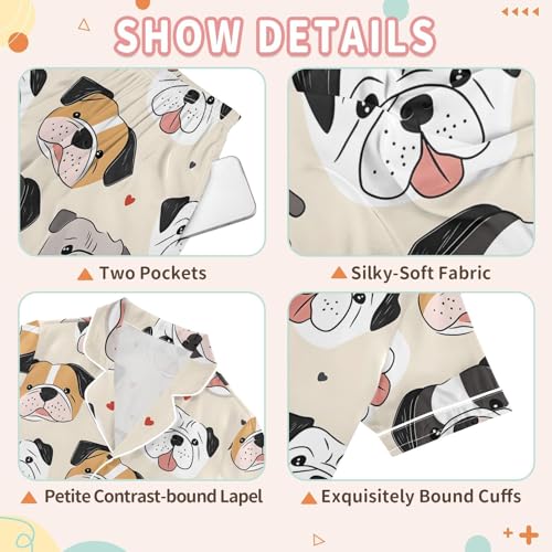 Unisex Button Down Pajamas Set Summer Cute Animals 2 Piece Sleepwear Satin Silk Loungewear Pjs3