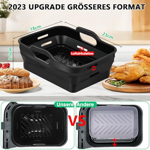 Silikonform für Heißluftfritteuse Zubehör- Airfryer Zubehör für Ninja Foodi AF400EU AF500EU Double Stack XL SL400EU 9.5L, COSORI 8,5L/10L, Dual Zone Heißluftfritteuse Zubehör, Air Fryer Accessories – Bild 4
