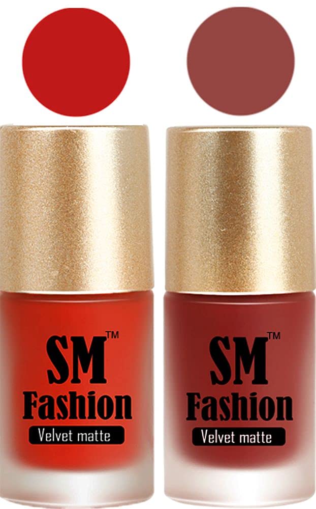 SM FASHION Nail Polishes, Orange Red-Brown Velvet Matte Nail Paint Combo Set of 2 Pcs 7ml each