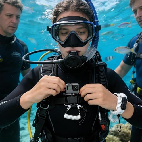 Correa de buceo con muelle retráctil para evitar pérdidas de cámaras y accesorios 7