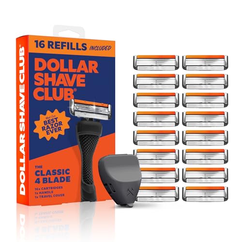 Dollar Shave Club | Bulk Shave Set | 16 Swift Rinse Refill Cartridges 1 Handle (Black) 1 Razor Cover