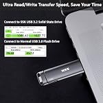 SSK 256GB SSD USB C Stick up to 1000MB/s,Fast Thumb Drive,Dual Drive Type-C + USB A 3.2 Gen 2 External Solid State Drives,USB Memory Stick for iPhone 15/PS4/Android Phone/Tablet/Windows/Mac
