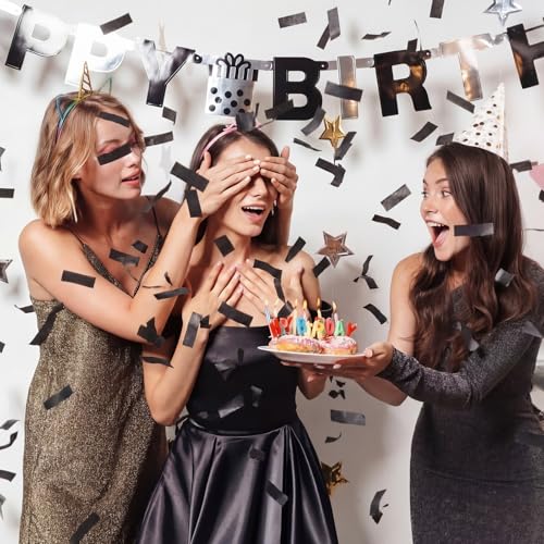 Image of Sumind 1000 Grams Black Large Metallic Confetti Glitter Throwable Table Scatter Foil Confetti for Halloween Wedding Birthday Party Baby Shower Graduation Christmas Celebrations