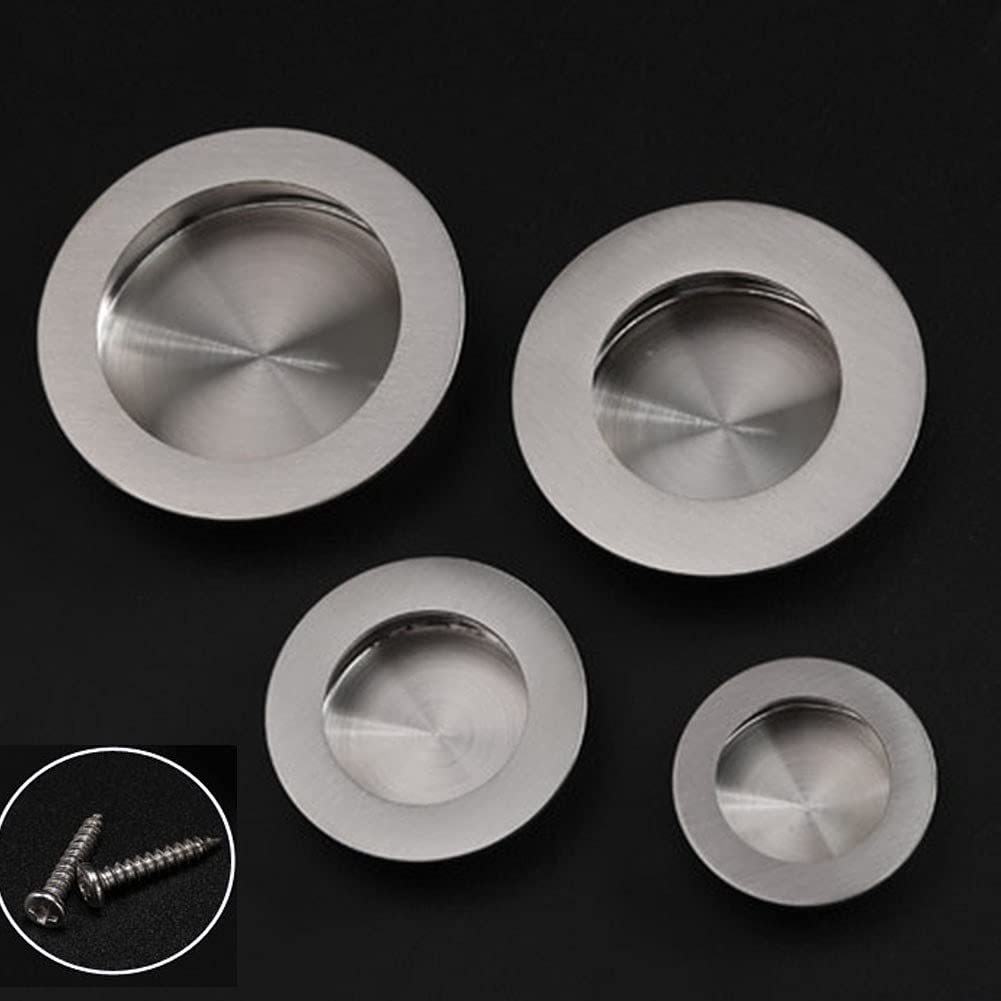 Maniglie A Scomparsa Tonde In Acciaio Inox 304 - 2 Pezzi Per Mobili E Porte Scorrevoli 50x40x12mm