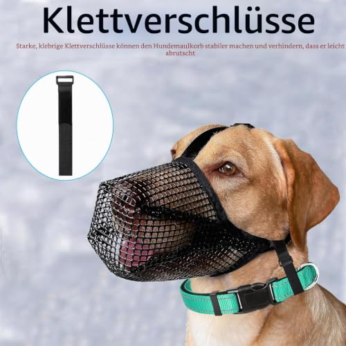 Maulkorb für große Hunde, Maulkorb mittlere Hunde mit Klettverschluss, Atmungsaktive Haustier Maske Hundetraining für Kleine Mittlere große (Schwarz, M)