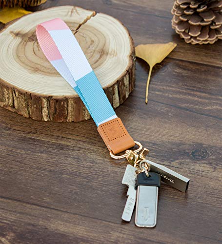 SENLLY Color-Blocking Hand Wrist Lanyard Premium Quality Wristlet Strap with Metal Clasp and Genuine Leather, for Key Chain, Cell Mobile Phone, Camera, Charms, Lightweight Items etc - Thumbnail 5