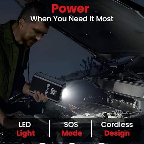 Image of Autofy VoltX 4-in-1 Car Jump Starter - 150PSi Car Tyre Inflator Pump Deflator - Powerbank - LED Torch - 8000mAH Battery - for Cars (Up to 6000cc) - 22mm Cylinder Most Heavy Duty [2 Years WARRANT'Y]