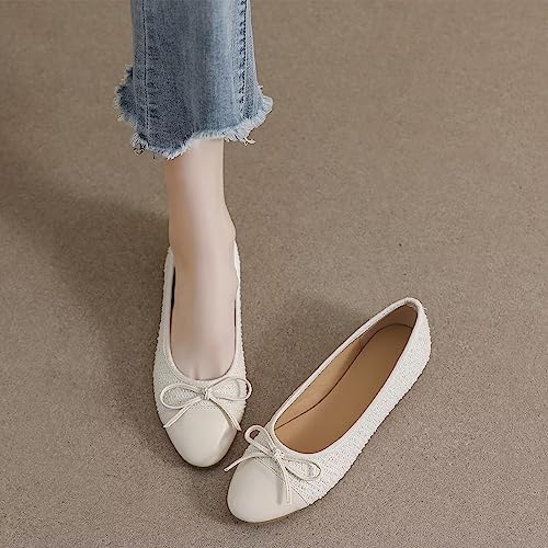 Hee grand Flats for Women Cute Bowknot Round Toe Ballet Dressy Flats Comfort Memory Foam Slip On Loafers Dressy Office Shoes4