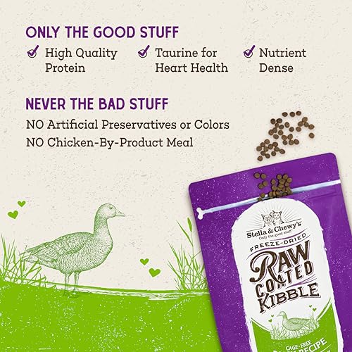 Stella & Chewy's Raw Coated Cat Food - High Protein, Grain-Free Kibble with Cage-Free Duck - Premium Digestive Support with Probiotics - Natural Small Kibble - Perfect For Picky Eaters - 2.5 lb Bag - image 4