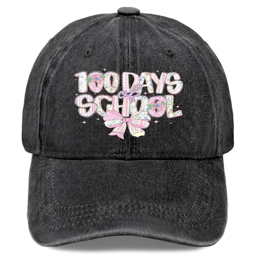 100th Day of Preppy 100 Days Coquette Bow Hat for Mens Fashion Washed