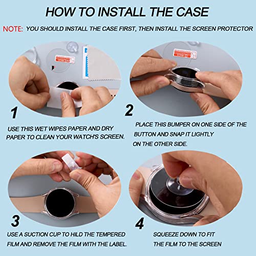 [6+6Pack] Screen Protector Case For Samsung Galaxy Watch 5 / Galaxy Watch 4 40Mm, Hasdon Bubble Free Tempered Glass Film + Waterproof Hard Pc Bumper No Water Collected Protective Cover #TOP4