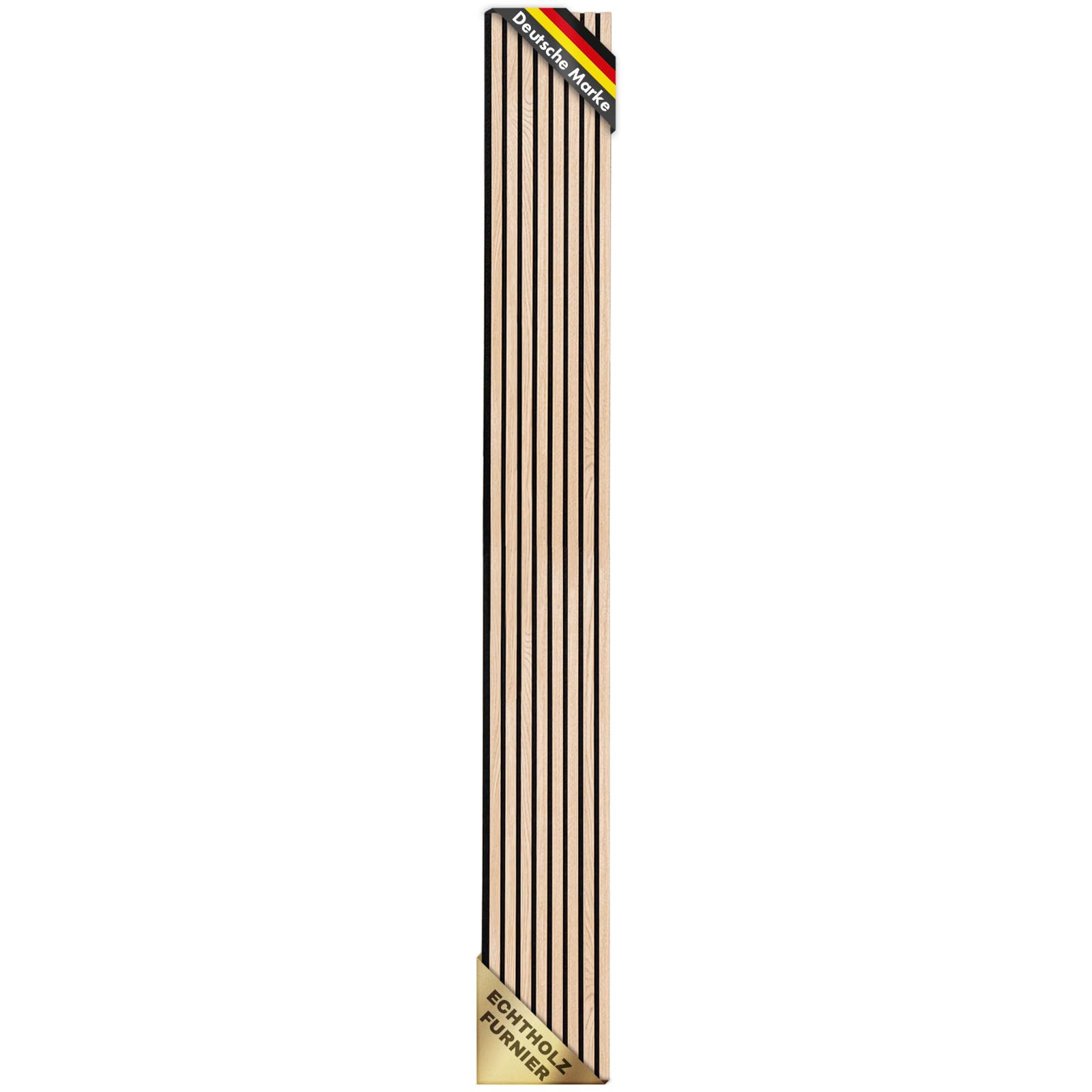 etm Akustikpaneele 275 x 27 cm, Wandpaneele mit Echtholzfurnier| Wandverkleidung | Akustikpaneel | Wandpaneele auf Filz | Akustikfilz (White Oak)