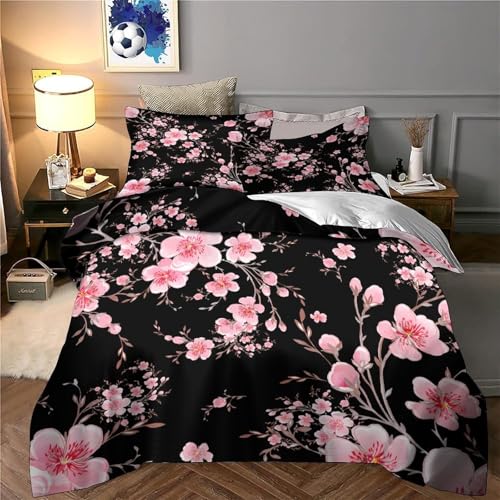 Parure de lit botanique 3D fleurs roses super douce