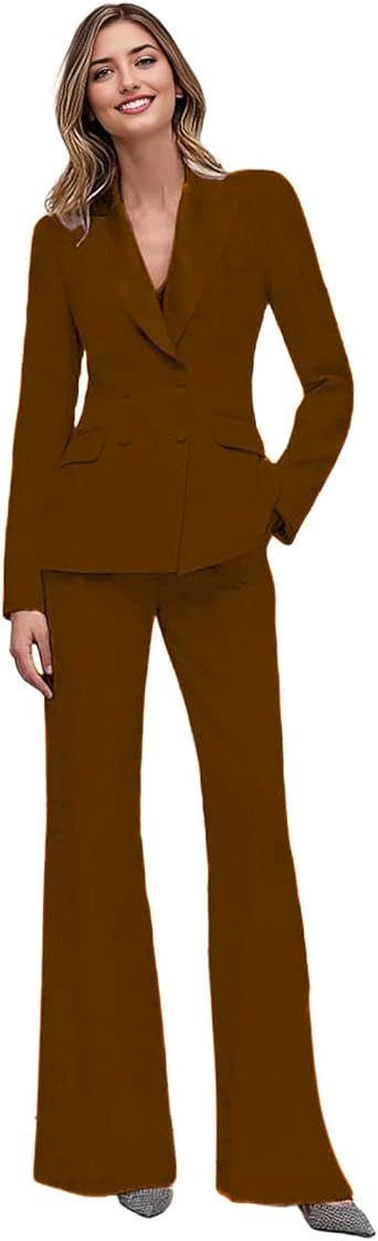 2 PC Womens Suits Satin Peaked Lapel Slim Fit Suit for Women Casual Dressy Pantsuits Womens Tuxedo Formal Outfits