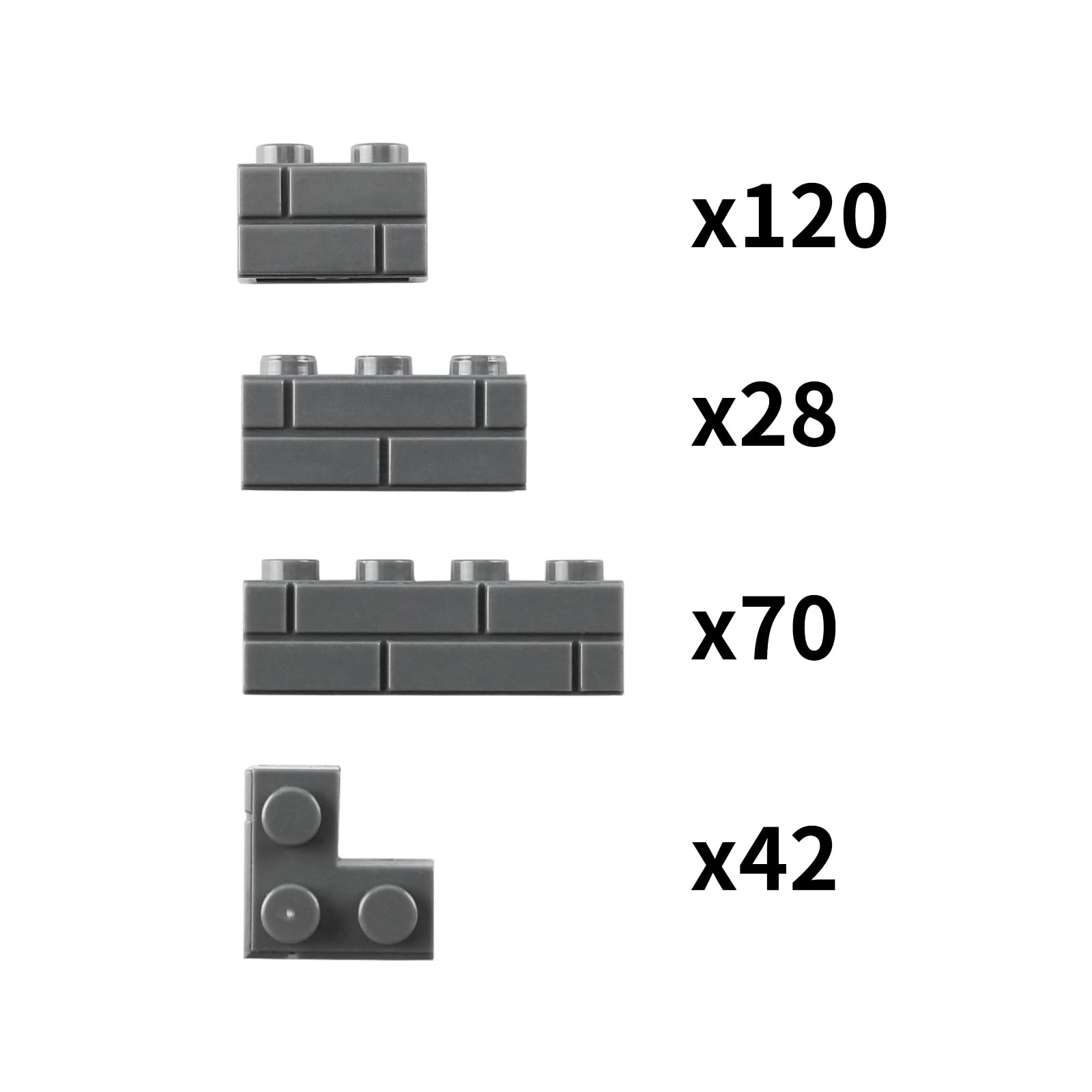 Feleph Masonry Profile Bricks Set Bulk 260 Pieces Building Blocks for House Construction Wall Multicolored MOC Parts Creative Toy Kit Compatible with Major Brand (Dark Gray)