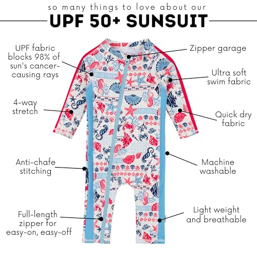 Image of SwimZip UPF50+ Boys Swim Shirt, Long Sleeve One Piece Kids Sunsuit