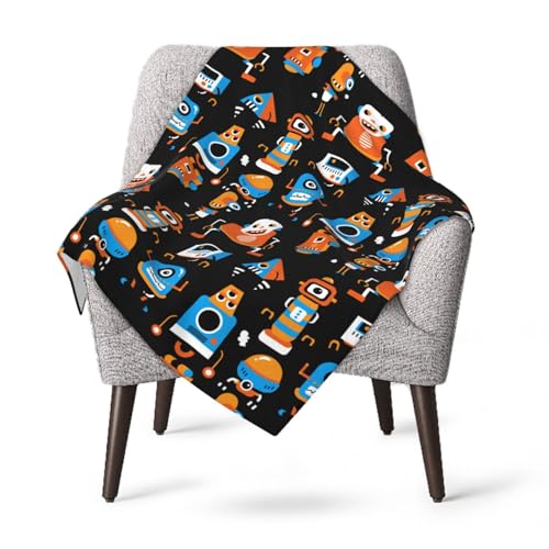 Jbofyee Manta de forro polar con diseño de robot para todas las estaciones, ultrasuave, cálida, regalo para el hogar, cama, sofá, silla, viajes al aire libre, camping, 40 x 30 pulgadas