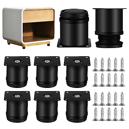 ULTECHNOVO 8 Pack 2 Inch Adjustable Furniture Feet with Mounting Screws Heavy Duty Table Legs for Cabinet Sofa Desk Bed Durable Round Adjustable Table Feet for Home Office Use