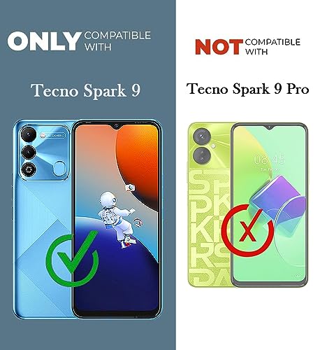 Image of Jkobi Back Cover Case for Tecno Spark 9 (Crystal Glass Back | Camera Protection | Shockproof Bumpers | Professional Black)
