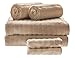 Produktbild iDesign 6er-Set Handtücher mit Aufhänger, Handtuch Set aus 100% Baumwolle mit Streifenstruktur, Handtücherset mit je 2 Handtüchern, Badetüchern und Waschlappen, beige