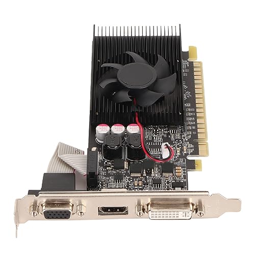 Scheda Grafica per Giochi GT730 2G, Scheda Grafica Discreta GDDR3 da 2 GB a 64 Bit con Ventola di Raffreddamento, 810 MHz 1300 MHz, PCI Express 2.0 16X, VGA DVI HDMI, Supporto