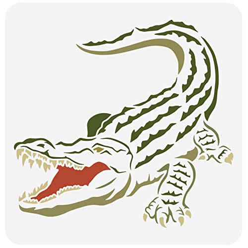 FINGERINSPIRE Crocodile Stencil 30x30cm Reusable Animal Crocodile Painting Template DIY Craft Stencil for Painting on Wood Floor