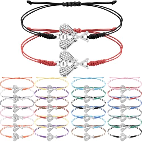 Tondiamo 24 Pcs Lacrosse Gift Lacrosse Bracelets Adjustable Charm Bracelet Silver Lacrosse Stick Charm Friendship Bracelets Gifts for Senior Night Lover Players Teams Coaches Tournaments(Colorful)