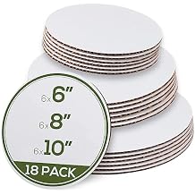 Set of 18 - Cake Board Rounds, Circle Cardboard Base, 6, 8 and 10-Inch. Perfect for Cake Decorating, 6 of Each Size
