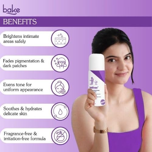 BAKE IntiErase Brightening Roll On Serum | Advanced Intimate Area Serum with 5% Vitamin B3 & Alpha Arbutin| Dark Spot & Pigmentation Care | Fragrance-Free Intimate Skin Brightening | 50ml