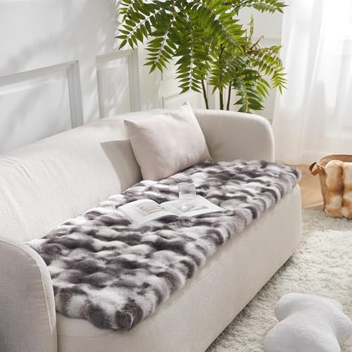 COZY KISS Couch Cover for Dogs Washable, Ultra Soft Faux Fur Pet Sofa Pad for Car Seat Protector, Liquid Pee Proof Cat Mat, Warm Pad for Dresser Top, 27.5x82.5 inch, Tie Dye Grey by COZY KISS - Used condition - US$15.78