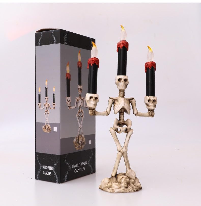 Amazon.co.jp : Halloween骸骨ロウソク レッド LEDライト スケルトン