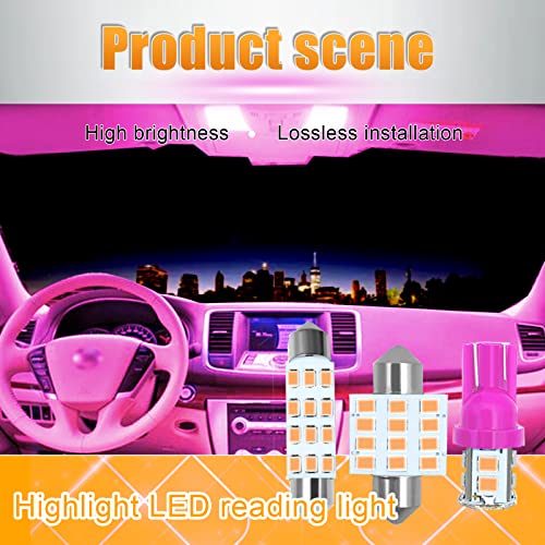 image for YOGEIER Car LED Bulb, Pink, 24 Sets, Compatible with All Vehicles, Wid