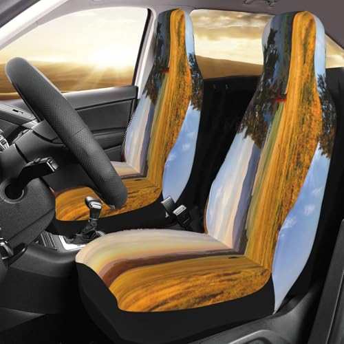 Fundas de asiento universales con estampado de hierba dorada para renovar tu coche (2 uds) 2
