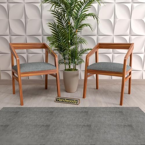 Image of Solid Wood Arm Dining Chairs Set of 4 for Living Room | Armchair for Outdoor & Balcony | Two Seater Sofa Chair | Dining Chair | Rosewood, Natural Finish Self Assembly