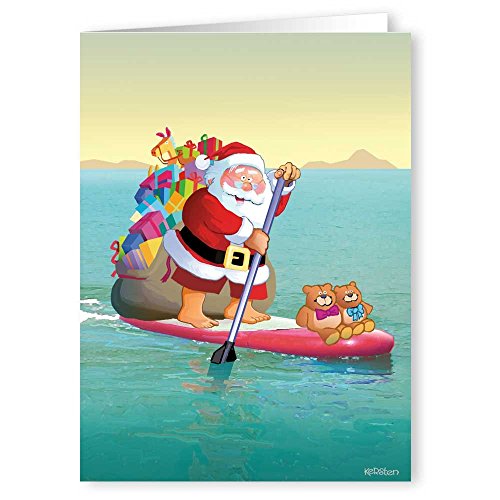 Paddleboard Christmas Card - 18 NauticalCards & Envelopes - Tropical Waters