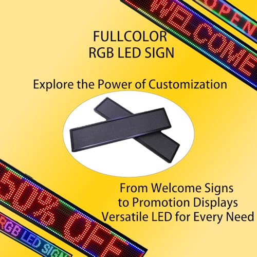 Image of P10 Programmable Scrolling LED SIGN 40 inchx8 inch LED Display, High Brightness & IP65 Waterproof Indoor Outdoor Digital Signage led screen, Open Signs Welcome Sign for Homedecor & Business Advertising