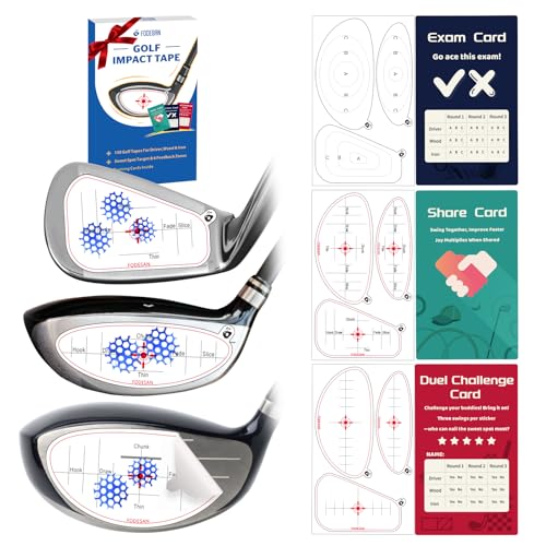 Fodesan Golf Impact Tape, Club Face Impact Stickers For Drivers Irons &Amp; Woods, Instant Strike Feedback, Golf Training Aid For Simulator, Hitting Net &Amp; Home Practice, Golf Gifts For Men, 150 Pcs