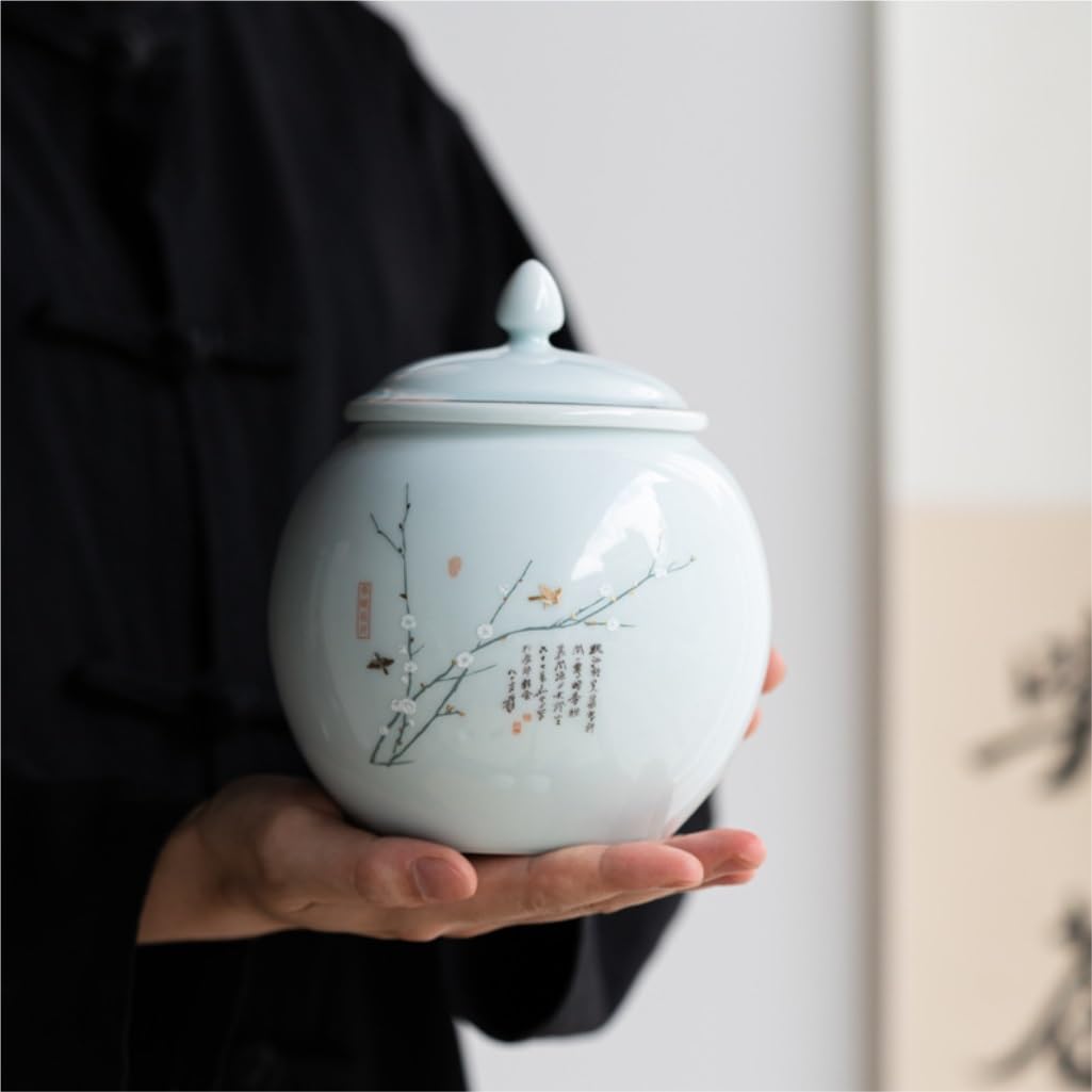Contenitore per il tè in ceramica, contenitore per la conservazione del tè sfuso, barattolo in ceramica sigillato, semplice barattolo per la conservazione del tè, set da tè cinese, set di scatole co