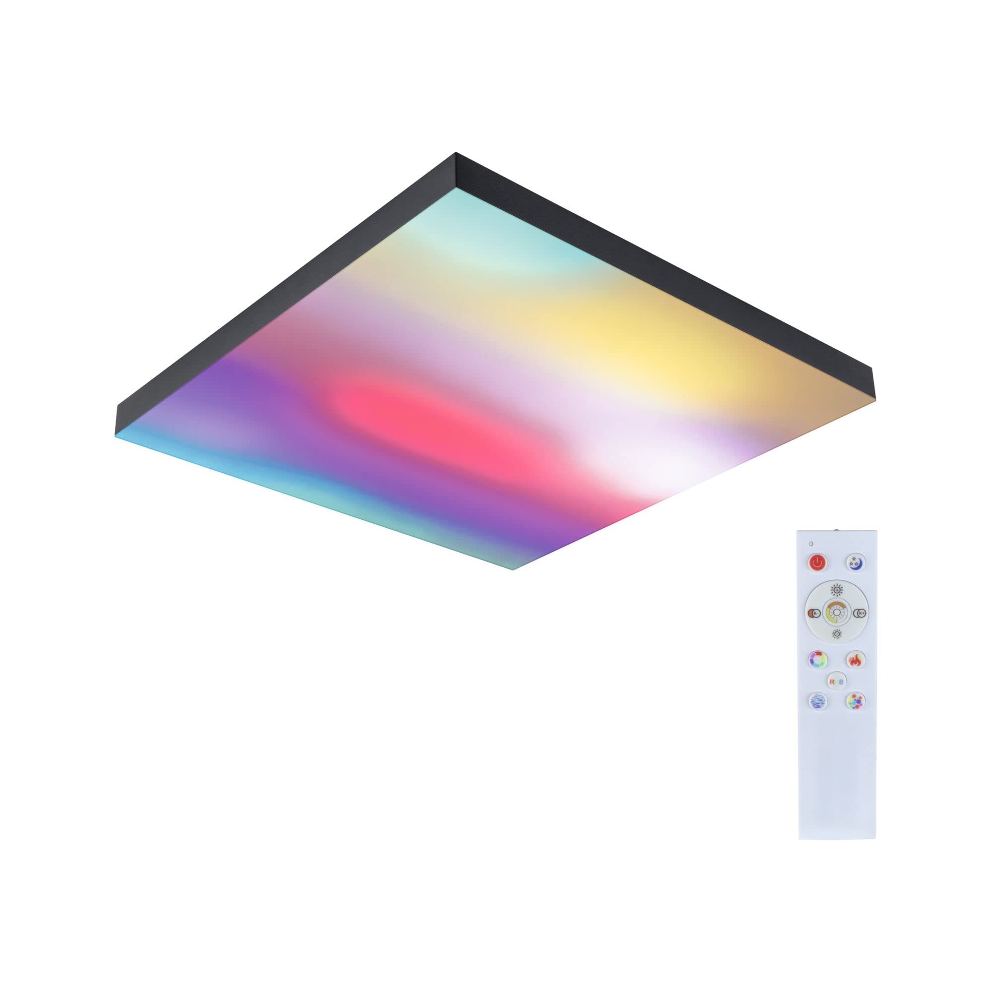 Paulmann 79908 LED Panel Velora Rainbow eckig incl. 1x19 W dimmbar dynamicRGBW Farbsteuerung Schwarz Metall Deckenleuchte 3000 K